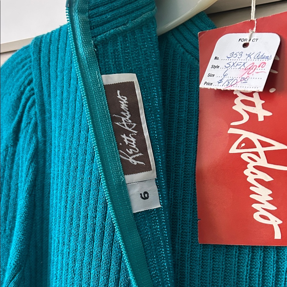 Vintage 90s Keith Adams sz6 Teal LS Dress.Estate item.$$$ on another site - Picture 11 of 15